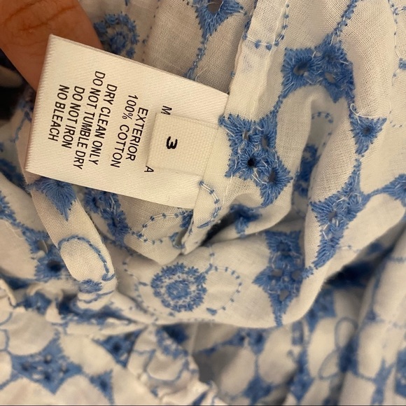 Lisa Marie Fernandez || Cornflower + Cream Ruffle Slip Dress Poppy Eyelet Size 3 - Picture 8 of 10